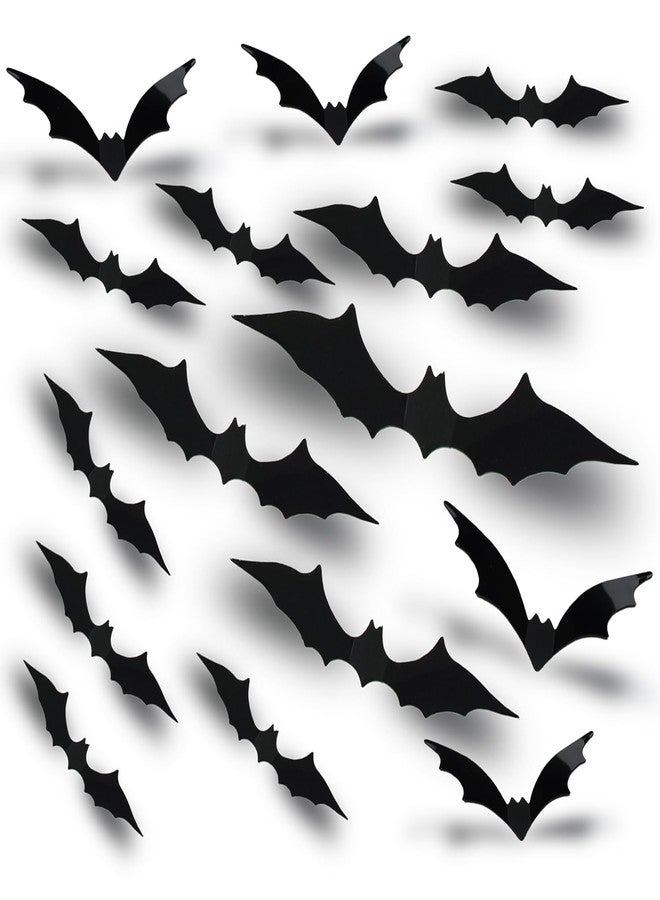 FEILIBAY 120 Pieces Halloween Bats Decoration, 4 Size 3D Bats Wall Decor Sticker PVC Bats Window Decal for Indoor Bathroom Home Decoration - Image 1